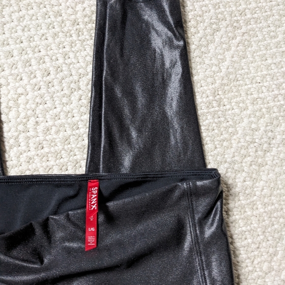 SPANX L Faux Leather Wet Look Leggings Shine Full Length - Picture 3 of 7